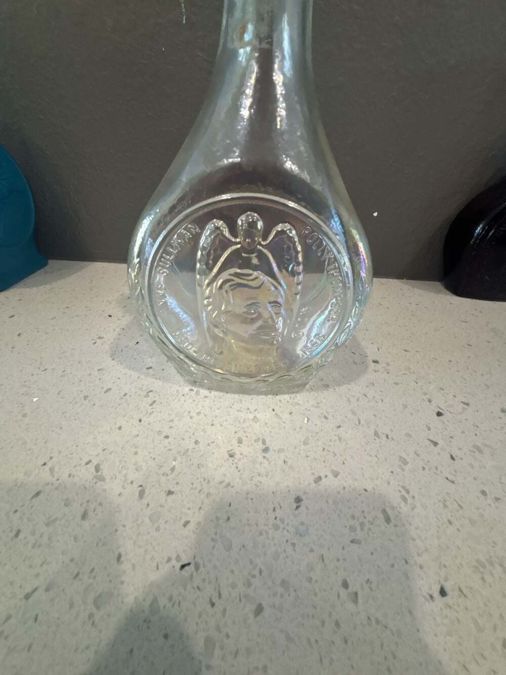 Vintage Wheaton Glass Helen Keller Commemorative Iridescent Bottle Flask
